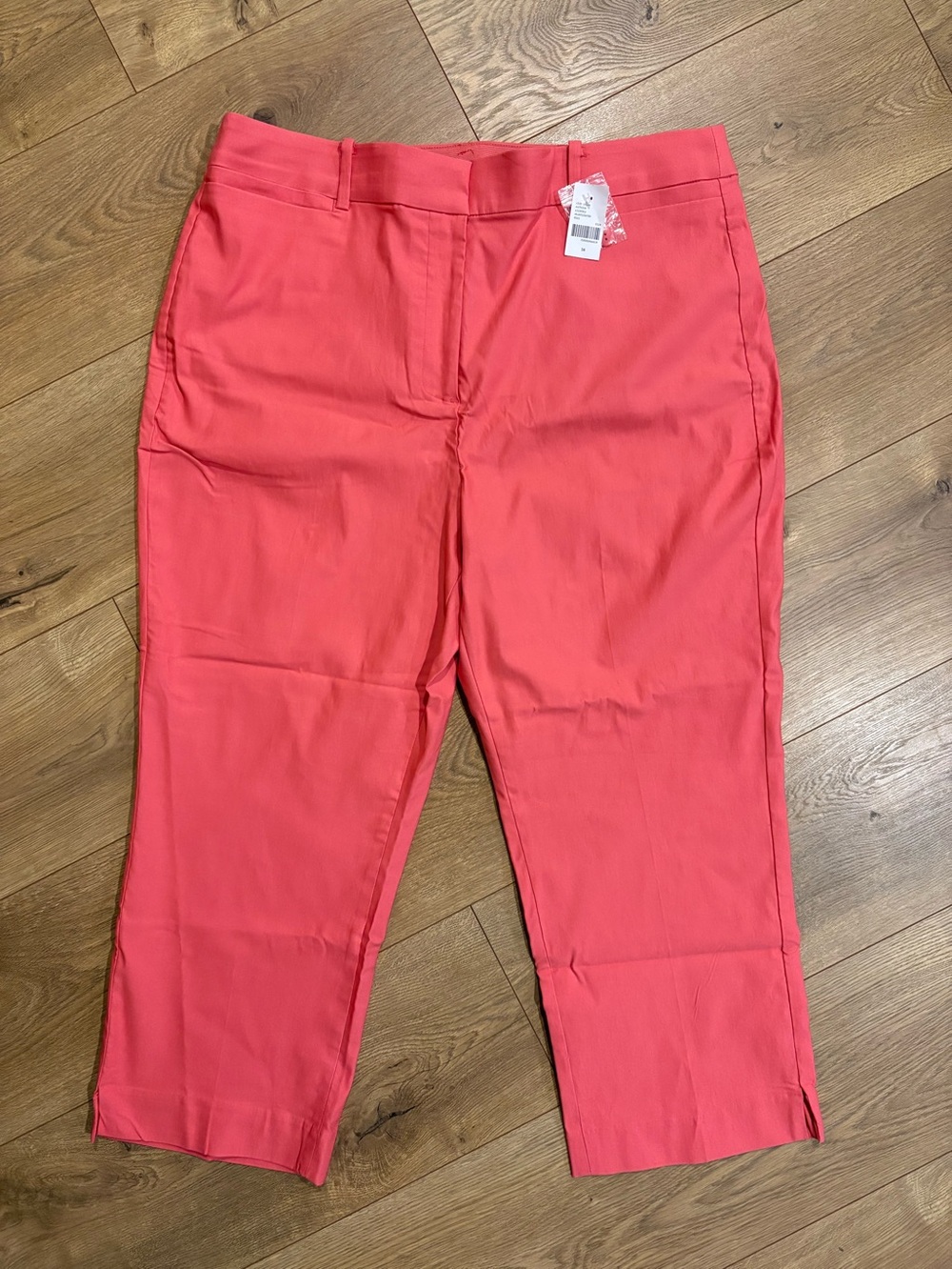 Lane Bryant Women’s Salmon/Coral Slim Capri Pants, Mid-Rise Flat Front Pockets 1